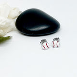 Tiny White Baseball Stud Earrings