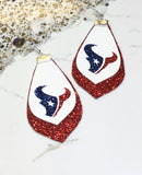 Houston Double Glitter Faux Leather Football Earrings