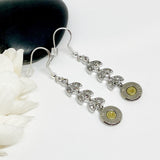 Womens Silver Crystal Bullet Earrings