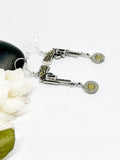 Silver Pistol 9 mm Bullet  Gun Charm Dangle Earrings, Women’s Ammo Gifts