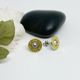 Womens Brass Star line 45 Auto Studs Earrings With Crystals