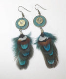 Turquoise Feather Bullet Earrings