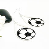 Leather Volleyball White Silhoutte Earrings