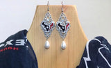 Womens Football Houston Or Dallas White Pearl Charm Earrings