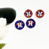 Baseball Orange Or Blue H Town Texas Glitter Stud Earrings