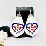 Baseball Orange Or Blue Glitter Heart Earrings