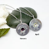 Shotgun Shell 12 Gauge Birthstone Necklace