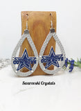 Dallas Texas Star Glitter Blue Silhouette Football Earring
