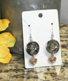 Rose Gold Heart 20 Gauge Shotgun Shell Earrings For Women