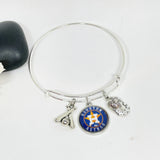 Houston Baseball Star Bangle Charm Bracelet