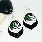 Custom Schools Sports Glitter Double Faux Leather Earrings