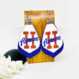 Baseball Double Faux Leather H Glitter Earrings