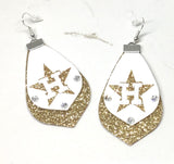 Houston Star Leather Double Glitter Earrings