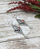 Womens Football Houston Or Dallas White Pearl Charm Earrings