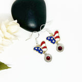Womens Bullet Patriotic Butterfly 9 mm Crystal Earrings , Ammo Jewelry Gifts