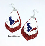 Houston Double Glitter Faux Leather Football Earrings