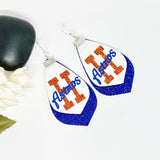 Baseball Double Faux Leather H Glitter Earrings