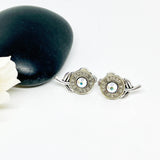 Womens Bullet 223 Flower Stud Earrings In Brass Or Nickel Genuine Swarovski Crystals
