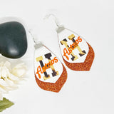 Baseball Double Faux Leather H Glitter Earrings