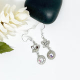 Dainty Bullet Sterling Silver Flower Birthstone Earrings