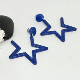 Blue Orange Resin Glitter Star Baseball Football Earrings