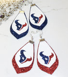 Houston Double Glitter Faux Leather Football Earrings