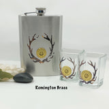 Camo Antler Shotgun Shell Flask With Shot Glasses Gift Set