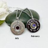 Shotgun Shell 12 Gauge Birthstone Necklace