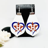 Baseball Orange Or Blue Glitter Heart Earrings