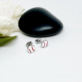 Tiny White Baseball Stud Earrings