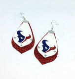 Houston Double Glitter Faux Leather Football Earrings