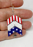 Patriotic Leather Flag Earrings With Star Charms