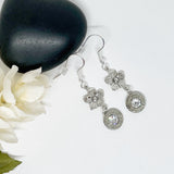 Dainty Bullet Sterling Silver Flower Birthstone Earrings