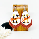 Baseball Double Faux Leather H Glitter Earrings