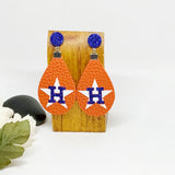 Womens Houston Glitter Stud Baseball Earrings