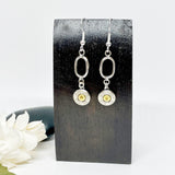 Womens Dainty Sterling Silver 9 mm Dangle Earrings With Birthstone Crystal