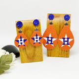 Womens Houston Glitter Stud Baseball Earrings