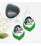 Custom Schools Sports Glitter Double Faux Leather Earrings