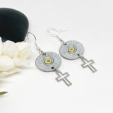 Womens Shotgun Shell 20 Gauge Cross Earrings , Ammo Jewelry From Texas