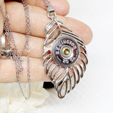 Leaf 20 Gauge Shotgun Shell Necklace Crystals Option (Ships Free 1-3 Days)