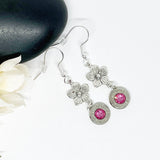 Dainty Bullet Sterling Silver Flower Birthstone Earrings