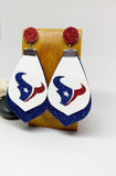Womens Football Houston Faux Leather Glitter Stud Earrings
