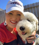 Houston Double Glitter Faux Leather Football Earrings