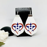 Baseball Orange Or Blue Glitter Heart Earrings