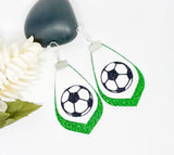 Custom Schools Sports Glitter Double Faux Leather Earrings