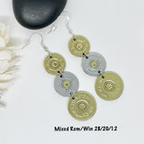 Womens Triple Shotgun Shell Dangle Earrings