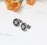 Houston Star Tiny Baseball Earrings