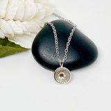 Womens Ammo Dainty 9 mm Bullet Birthstone Necklace