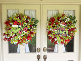 Green Monster Face Door Wreath