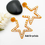 Blue Orange Resin Glitter Star Baseball Football Earrings